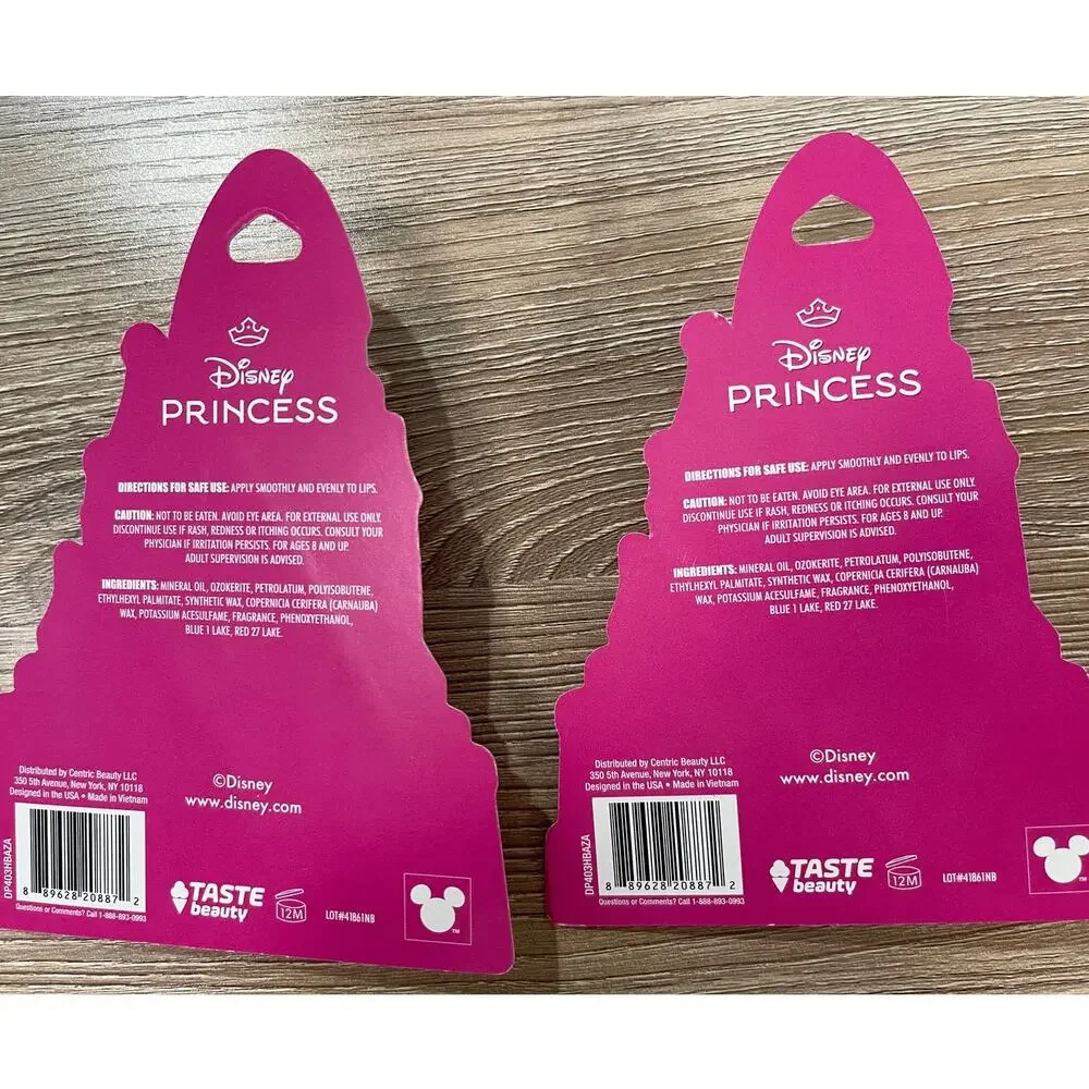 Disney Princess Royal Raspberry Flavored Lip Balms NEW 2 packs